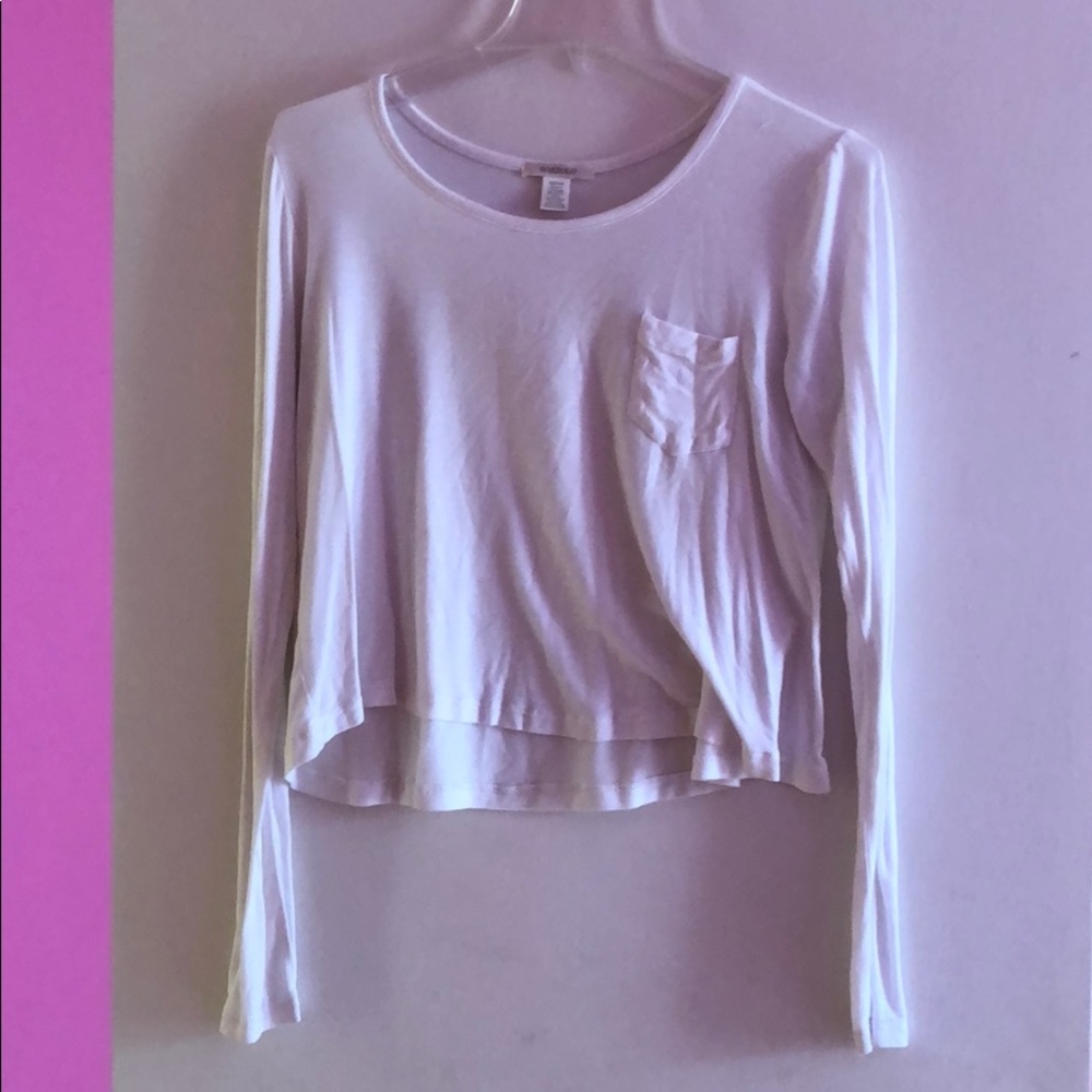 Cropped long sleeve white shirt